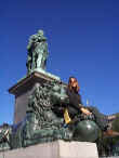 Laura taming the lions in Kungstradgarden park