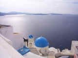 The famous blue domes of Santorini