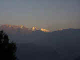 The Langtang Range in the hazy mid-afternoon sun