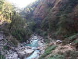 An ice cold river splashes through the gorge