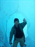 Exploring the ins and outs of a glowing blue ice cave