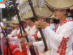 Ladies in waiting - getting set to perform for the crowds